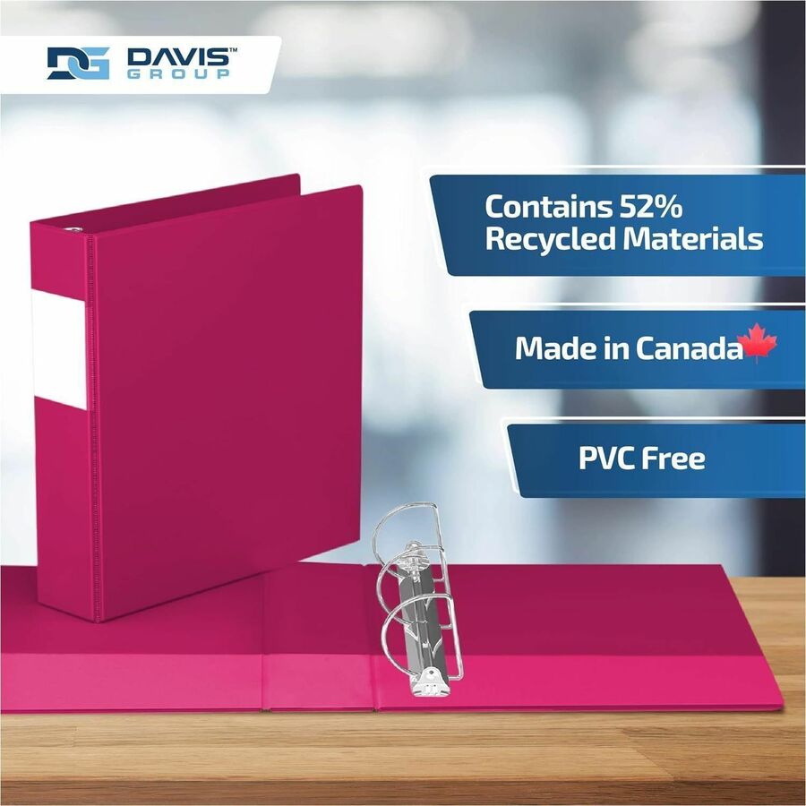 Davis Group Premium Economy, Angle D Ring, Binder, (Pink, 2") - 2304-43