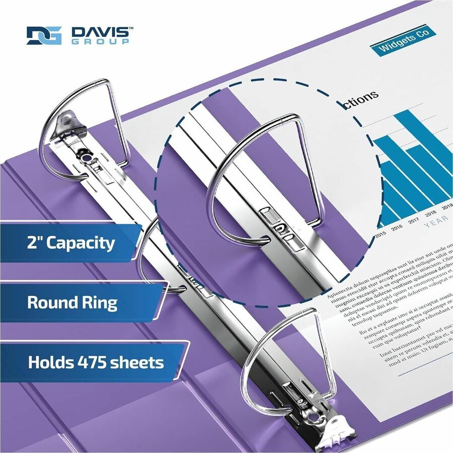 Davis Group Premium Economy, Angle D Ring, Binder, (Purple, 2") - 2304-69