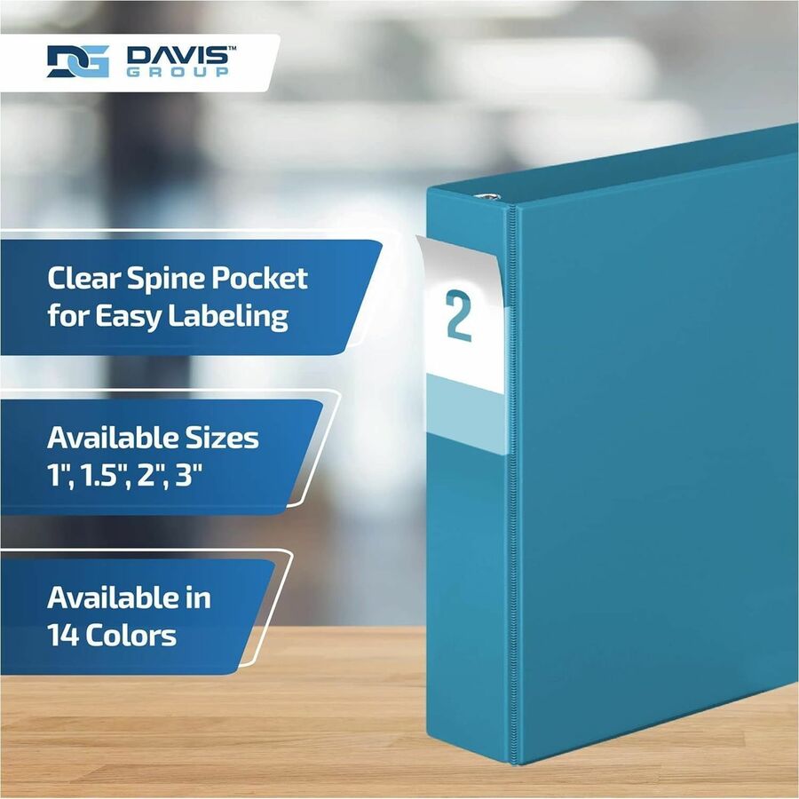 Davis Group Premium Economy, Angle D Ring, Binder, (Turquoisee Blue, 2") - 2304-52