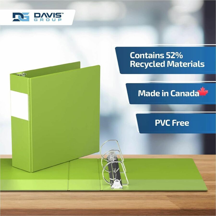 Davis Group Premium Economy, Angle D Ring, Binder, (Lime Green, 3") - 2305-24