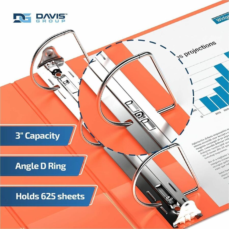 Davis Group Premium Economy, Angle D Ring, Binder, (Orange, 3") - 2305-19