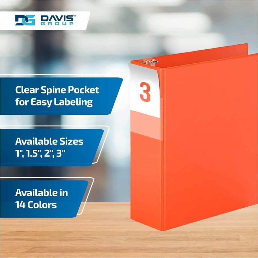 Davis Group Premium Economy, Angle D Ring, Binder, (Orange, 3") - 2305-19