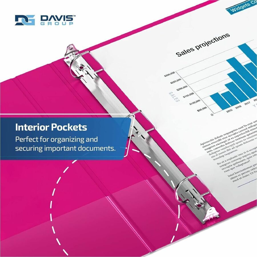 Davis Group Premium Economy, Angle D Ring, Binder, (Pink, 3") - 2305-43