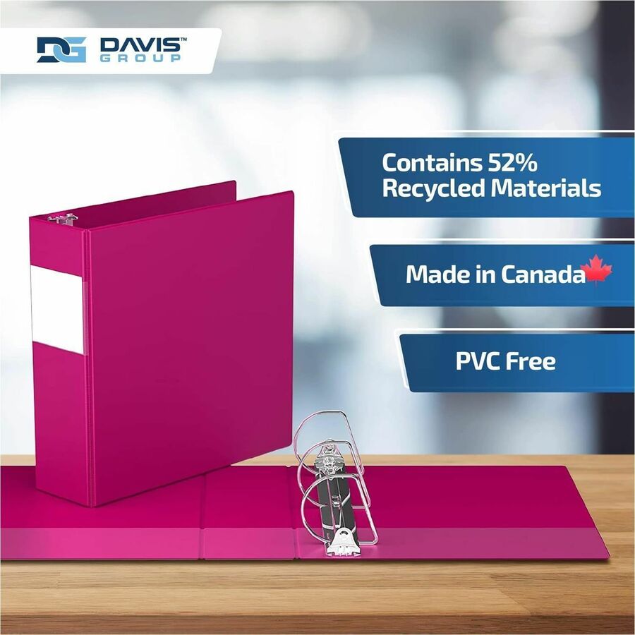 Davis Group Premium Economy, Angle D Ring, Binder, (Pink, 3") - 2305-43