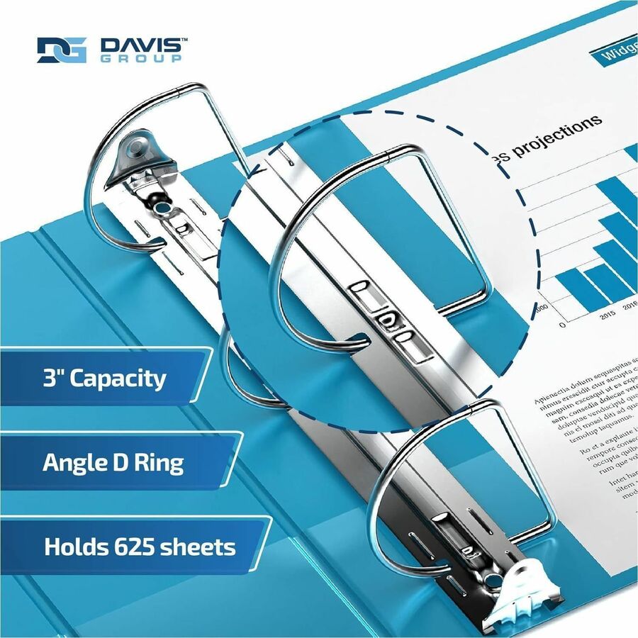 Davis Group Premium Economy, Angle D Ring, Binder, (Turquoise Blue, 3") - 2305-52