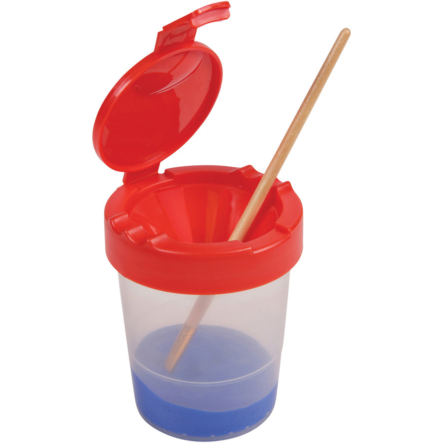 Deflecto Antimicrobial Kids No Spill Paint Cup Red - 39515RED