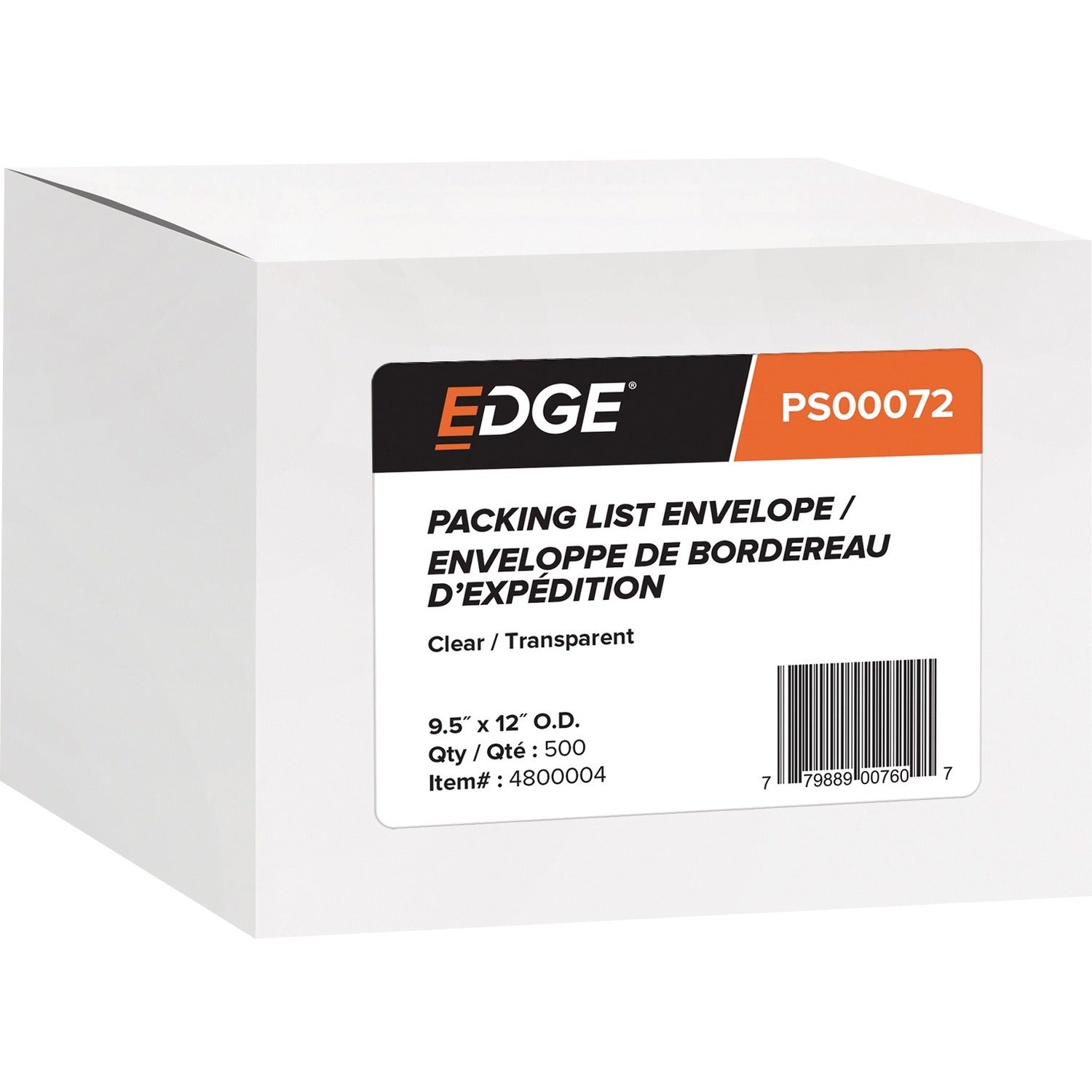 Spicers Clear Packing Slip Envelopes, No Print 9.5" x 12" , 500/cs