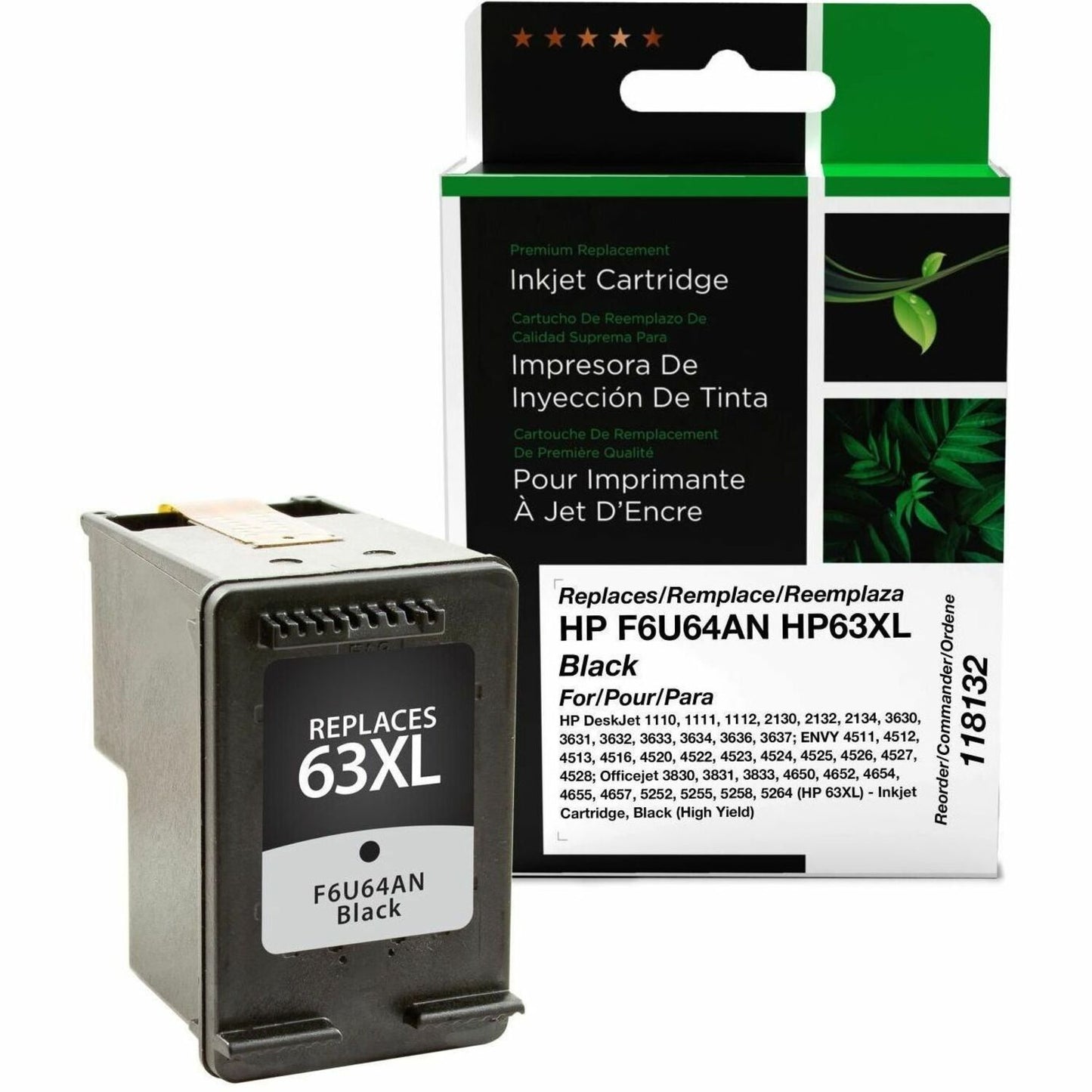 CIG Remanufactured High Yield Inkjet Ink Cartridge 63XL (HP 63XL, HP F6U64AN, HP HP 63XL) - Black - 1 Each