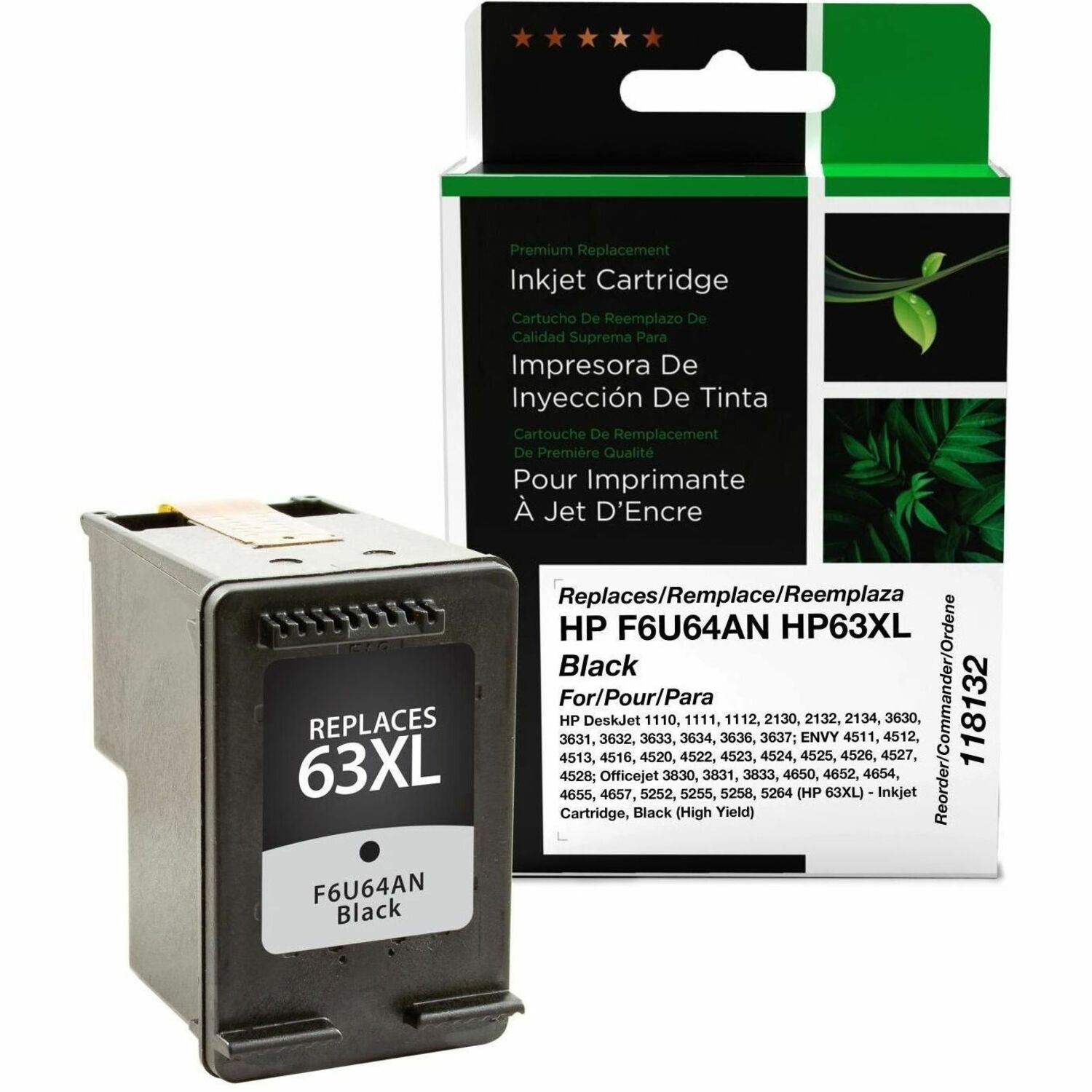 CIG Remanufactured High Yield Inkjet Ink Cartridge 63XL (HP 63XL, HP F6U64AN, HP HP 63XL) - Black - 1 Each
