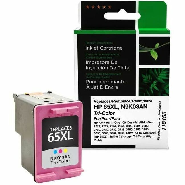CIG 118155 Remanufactured High Yield Inkjet Ink Cartridge - Single Pack 65, 65XL (65XL (N9K03AN)) - Tri-color - 1 Each