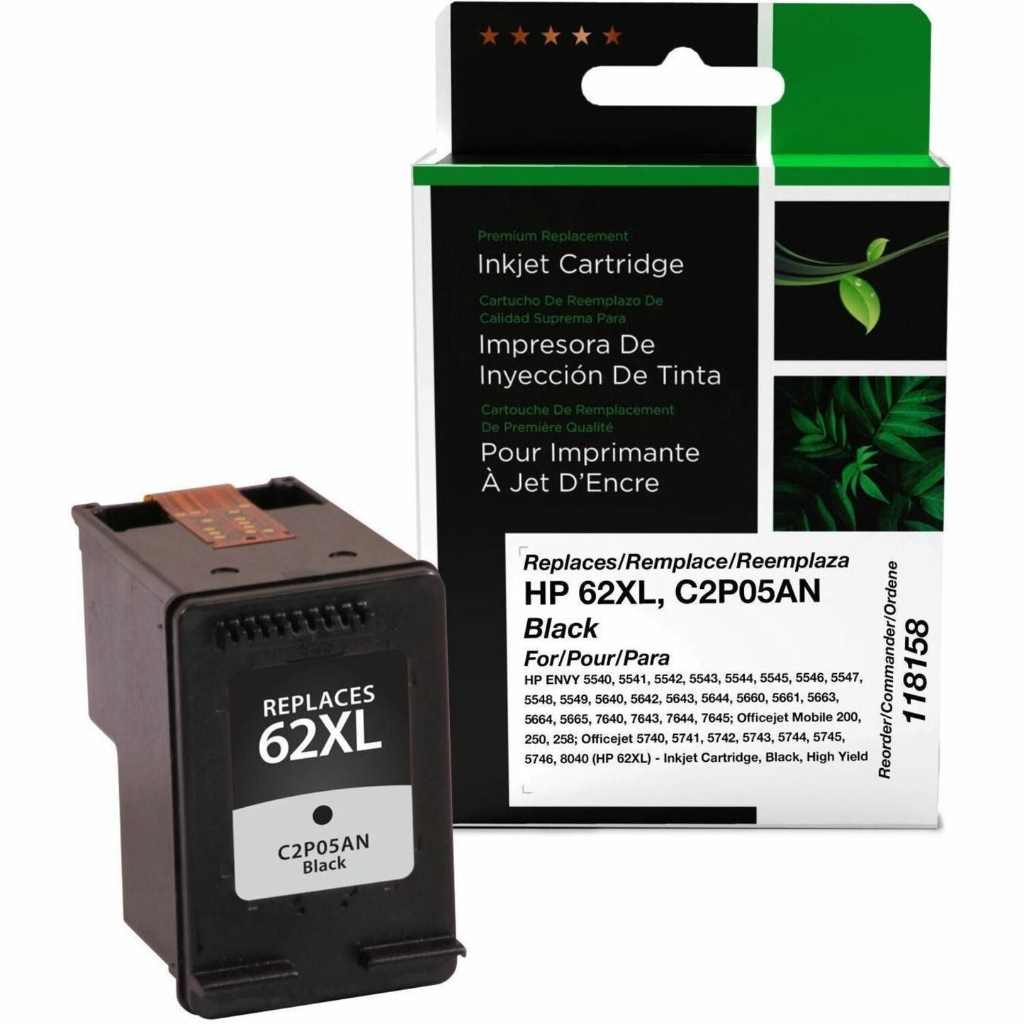 CIG Remanufactured High Yield Inkjet Ink Cartridge 62XL (C2P05AN) - Black - 1 Each