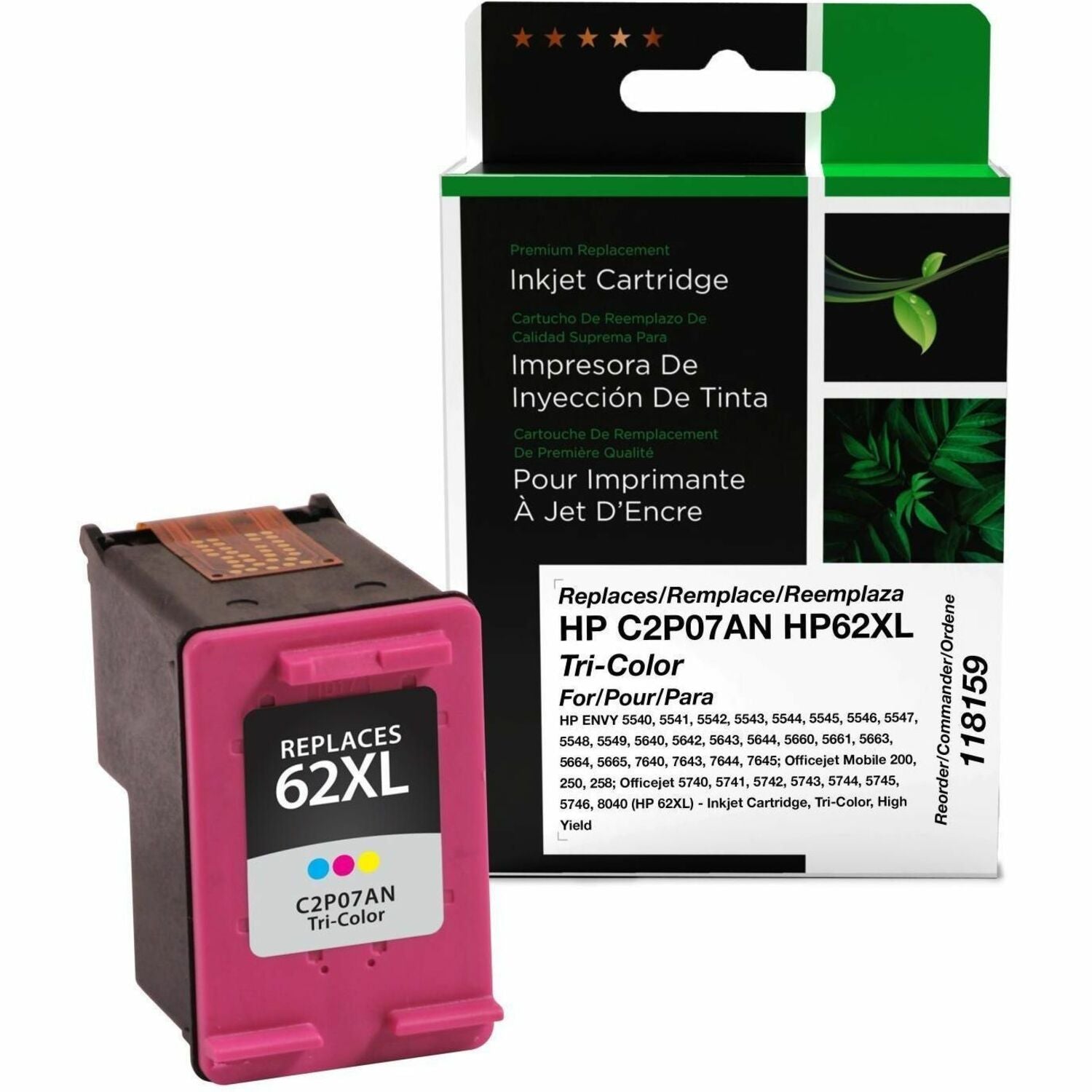 CIG Remanufactured High Yield Inkjet Ink Cartridge 62XL (C2P07AN) - Tri-color - 1 Each
