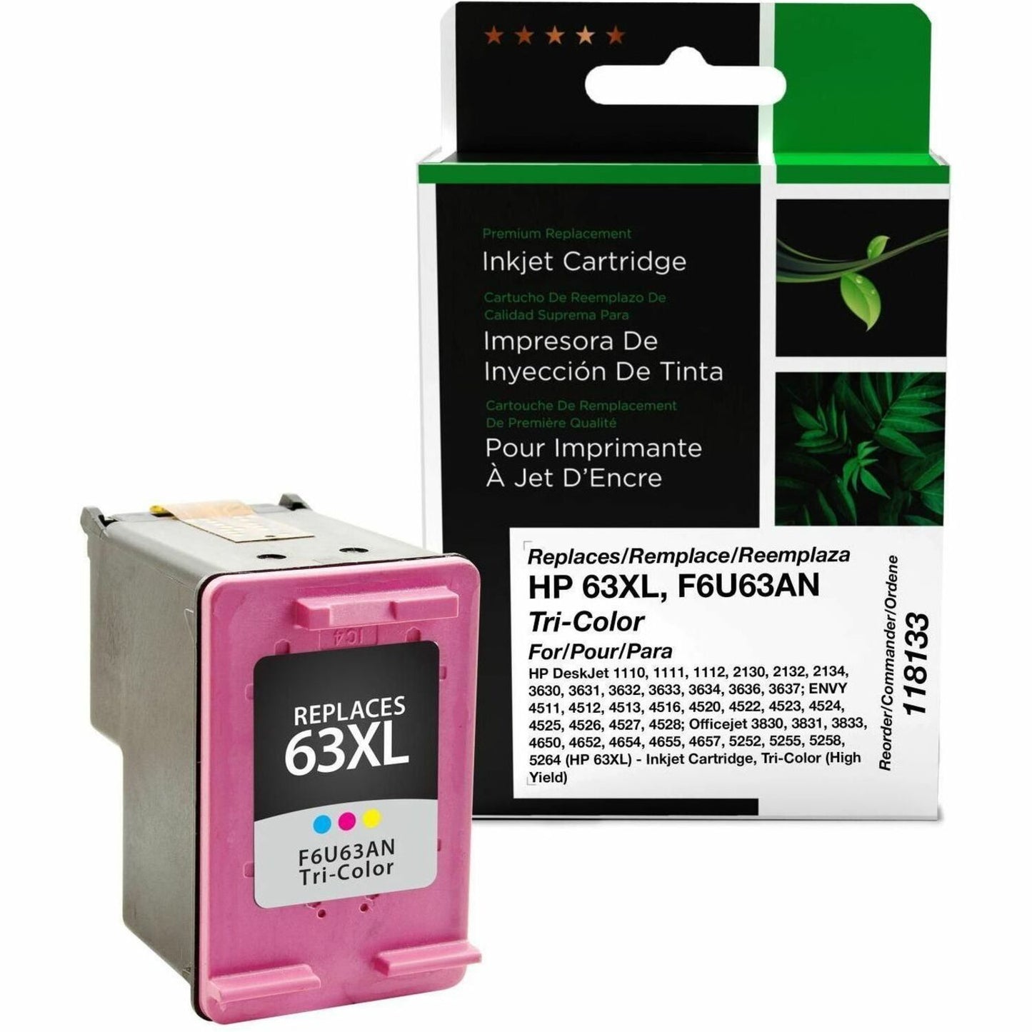 CIG Remanufactured High Yield Inkjet Ink Cartridge 63XL (F6U63AN) - Tri-color - 1 Each