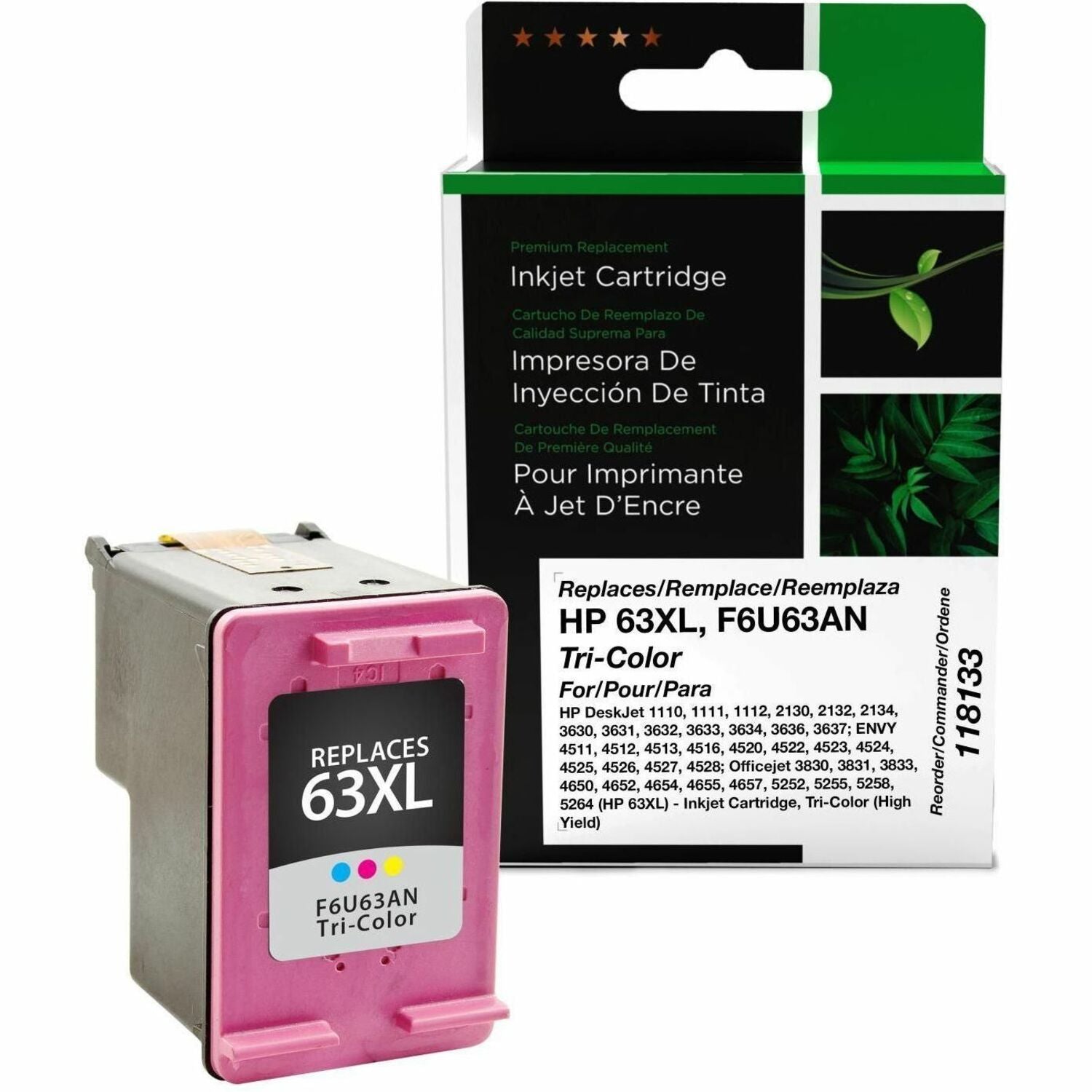 CIG Remanufactured High Yield Inkjet Ink Cartridge 63XL (F6U63AN) - Tri-color - 1 Each