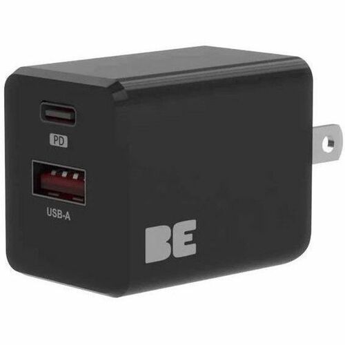 Blu Element BEWCA20WB Wall Charger Dual USB-C 20W PD and USB-A Black