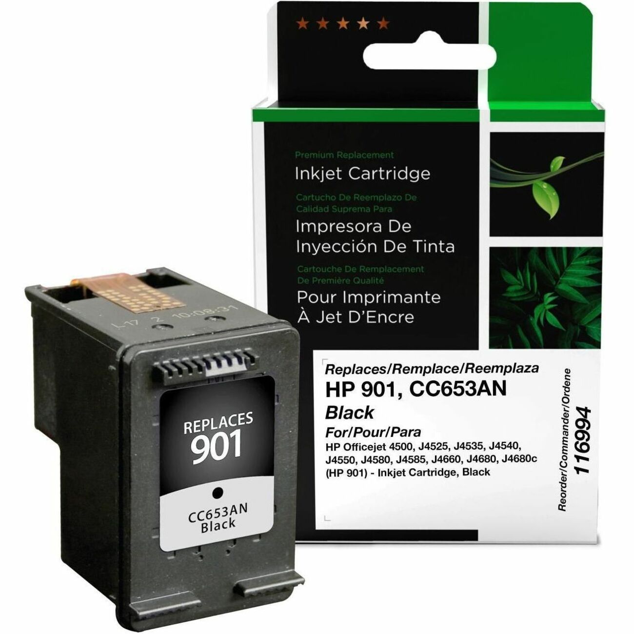 CIG Remanufactured Inkjet Ink Cartridge CC653AN - Black - 1 Each