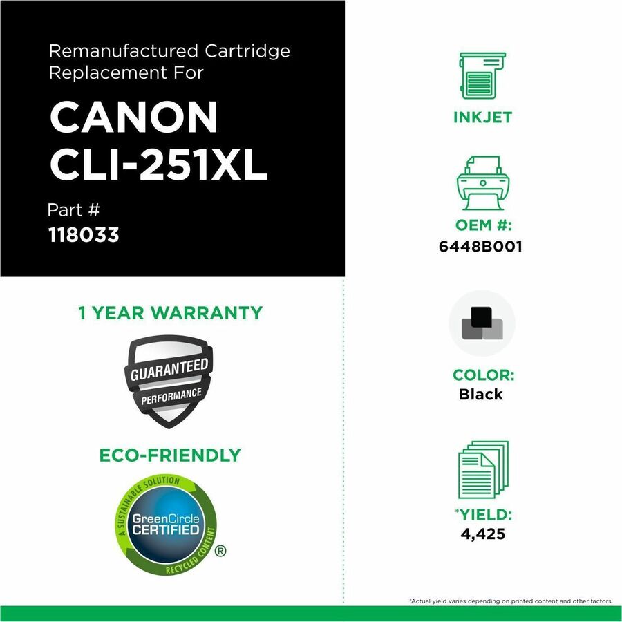CIG Remanufactured High Yield Inkjet Ink Cartridge 6448B001 - Black - 1 Each - 118033