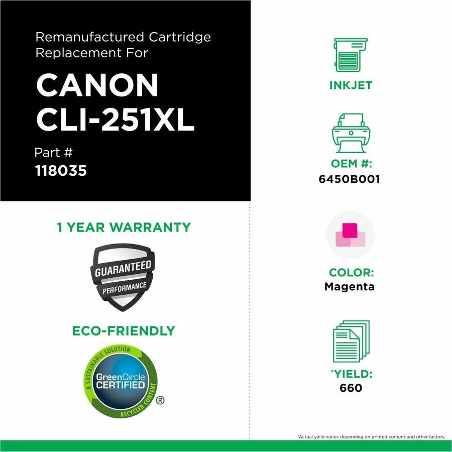 CIG Remanufactured High Yield Inkjet Ink Cartridge 6450B001 - Magenta - 1 Each - 118035