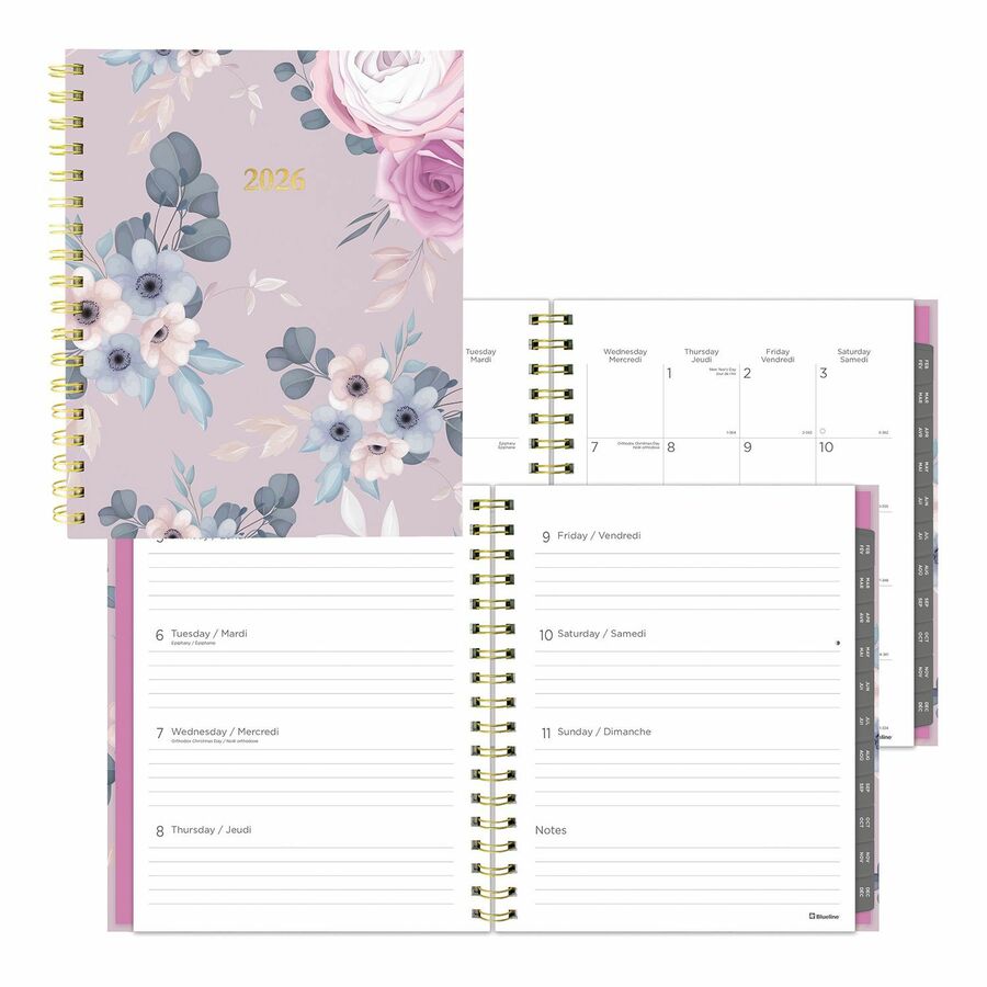 Blueline Lavender Floral Weekly/Monthly Planner