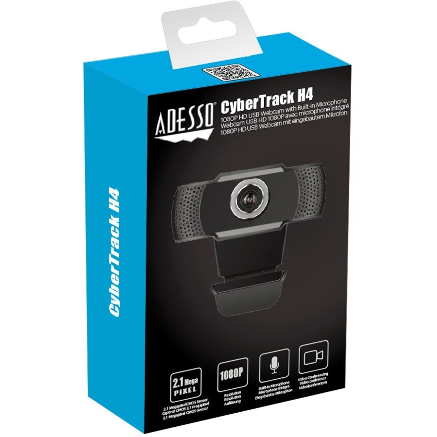 Adesso CyberTrack H4 Webcam - 2.1 Megapixel - 30 fps - Black, Silver - USB 3.0 - 1 Pack(s) - 829107