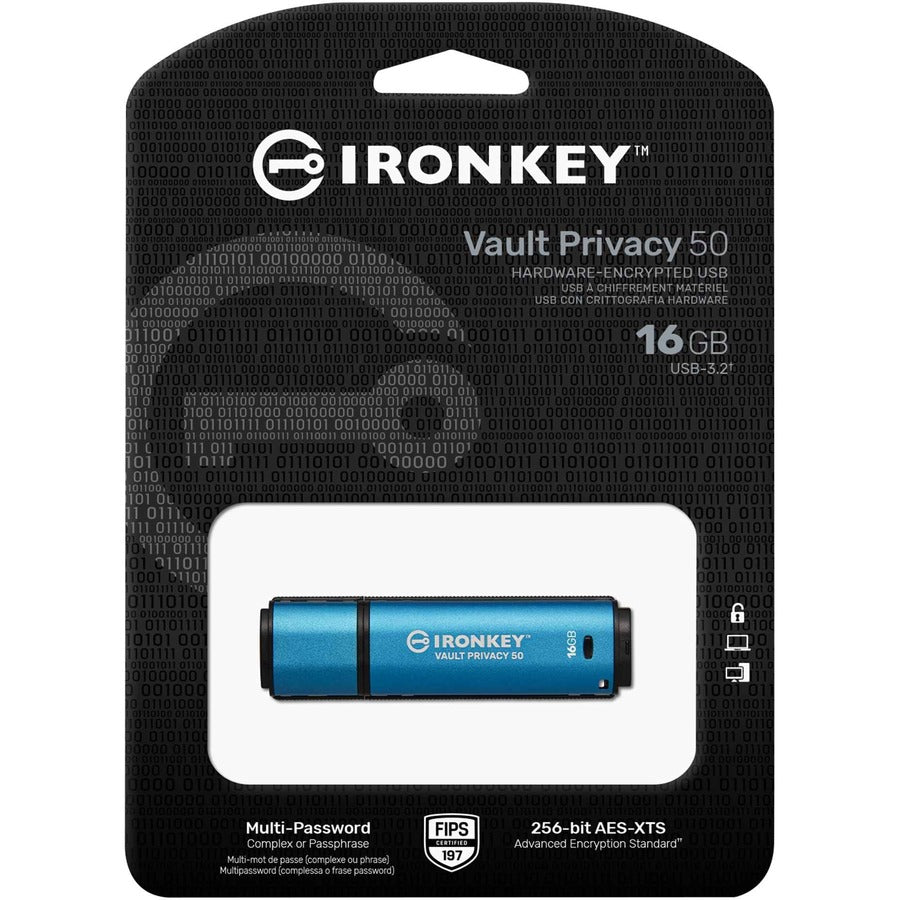 IronKey Vault Privacy 50 Series 16GB USB 3.2 (Gen 1) Type A Flash Drive - IKVP50/16GB