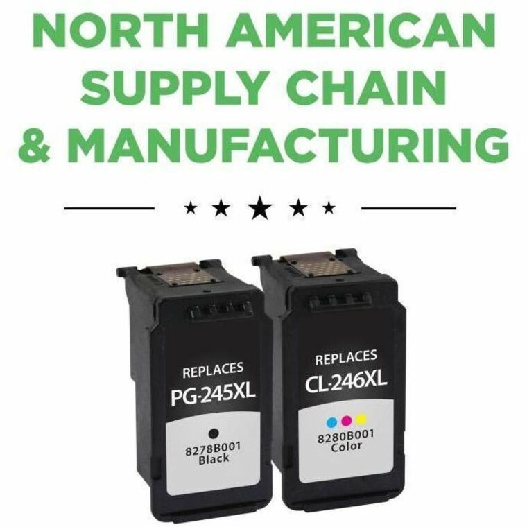 CIG Remanufactured High Yield Inkjet Ink Cartridge - Box PG-245XL, CL-246XL (Canon 8278B001, Canon 8280B001) - Black, Tri-color - 2 / Pack - 118305