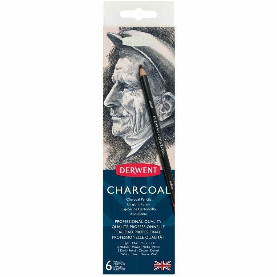 Derwent Charcoal 6 Pencils Tin