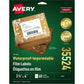 Avery&reg; Waterproof Labels 3-1/3" x 4" , Permanent Adhesive, for Laser Printers