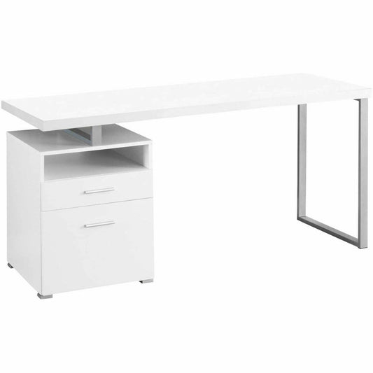 Monarch Specialties Computer Desk - 60"L / White / Silver Metal