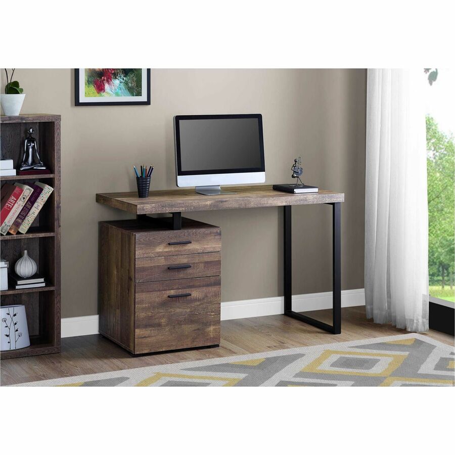 Monarch Specialties Computer Desk - 48"L / Brown Reclaimed Wood / Black Metal - I 7408