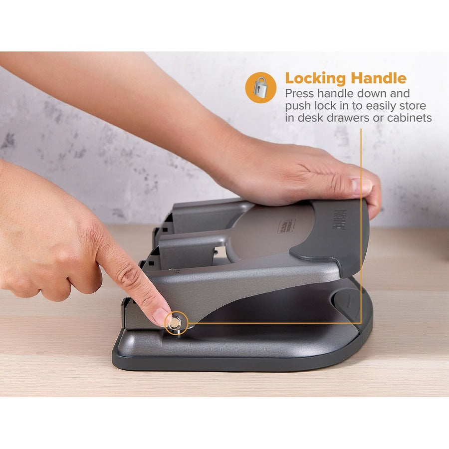 Bostitch Antimicrobial EZ Squeeze&trade;? 40 Sheet Hole Punch, Gray/Black - HP40AM