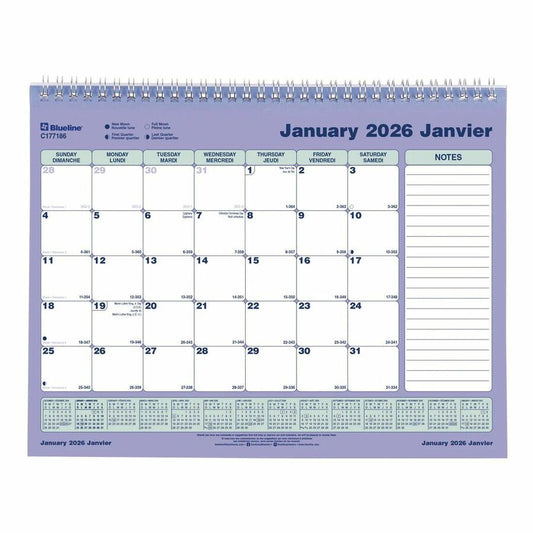 WALL CAL.MONTH.8.5X11" BIL.