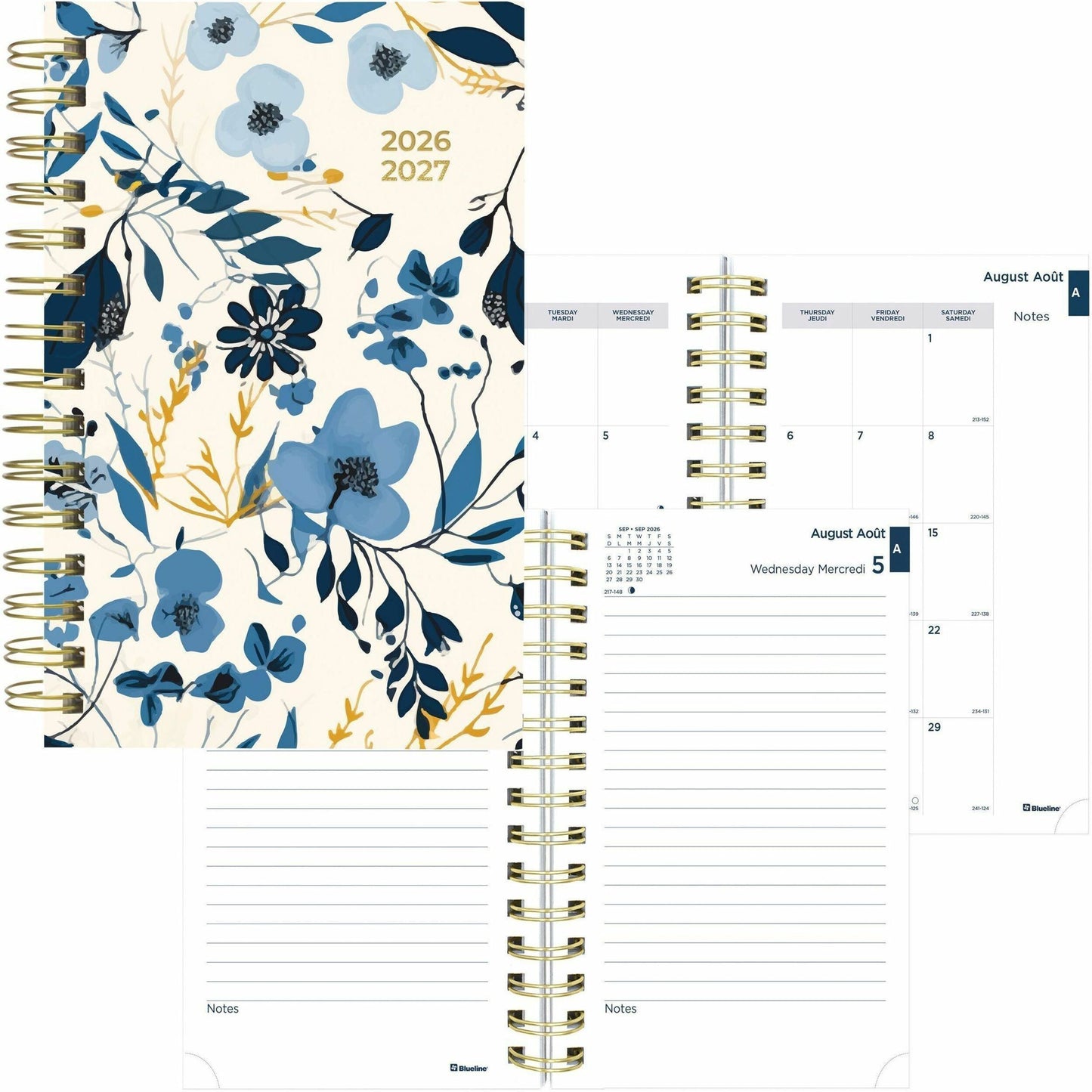 Blueline Academic Daily Planner Spring 2026-2027 - Blue - Bilingual