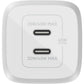 Belkin BoostCharge Pro Dual USB-C GaN Wall Charger with PPS 45W Laptop Chromebook Charging - Power Adapter - WCH011DQWH