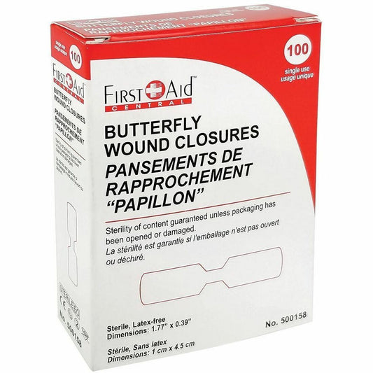 First Aid Central Butterfly Wound Closures Medium 100/box
