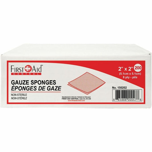 First Aid Central Non-Sterile Gauze Sponges 2" x 2" 200/pkg