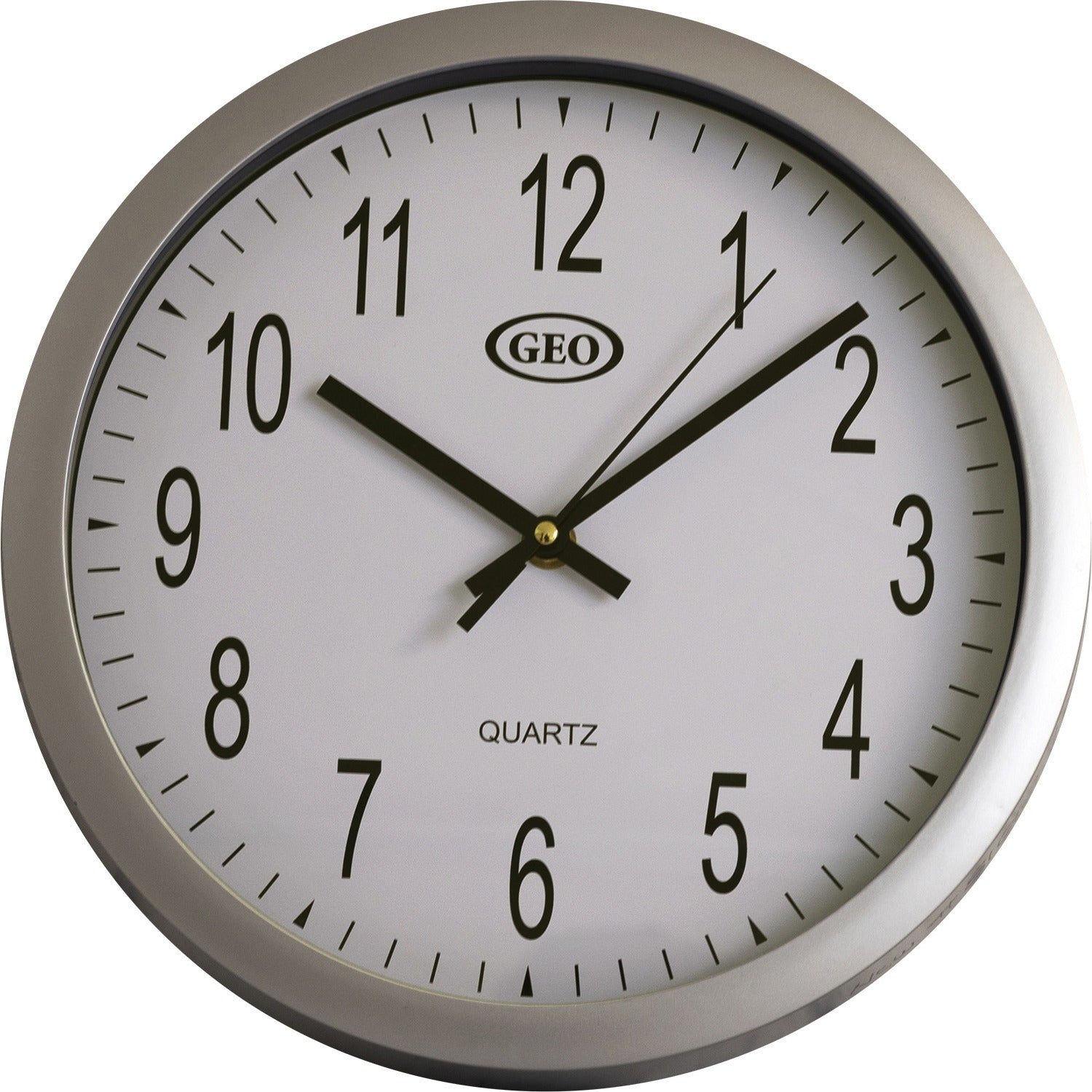 Geocan Quartz Wall Clock 10" Round Chrome