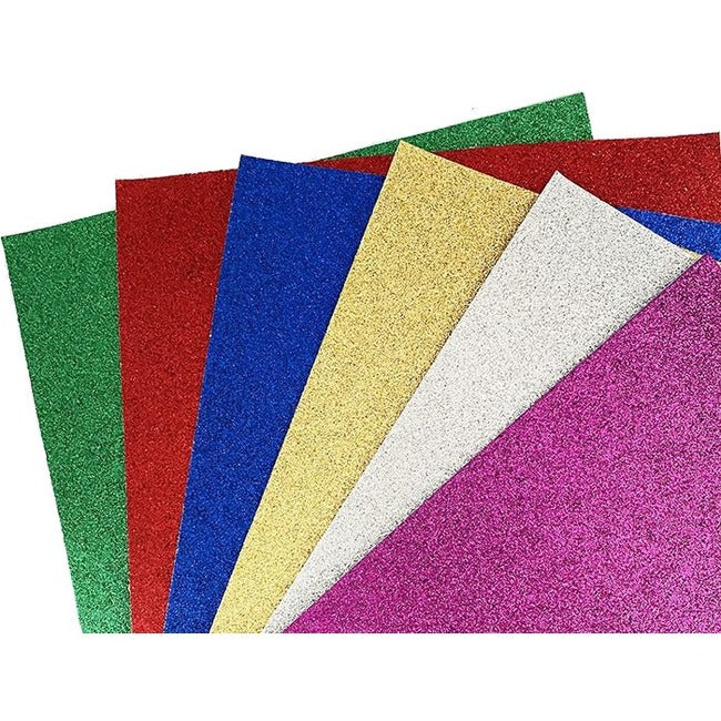 DBLG Import 9×12" Assorted Color Self-Adhesive Glitter Foam Sheets