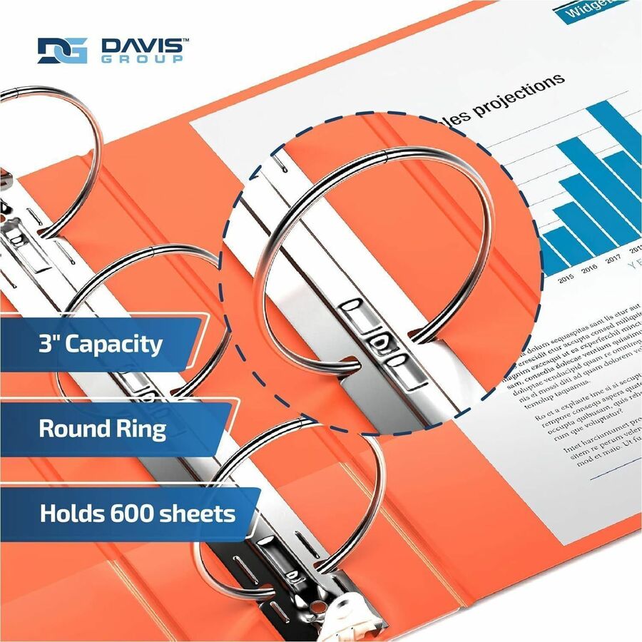 Davis Group Premium Economy, Round Ring, Binder, (Orange, 3") - 2314-19