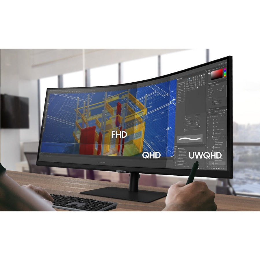 Samsung ViewFinity S6 S34A654UBN 34" Class UW-QHD Curved Screen LCD Monitor - 21:9 - Black - LS34A654UBNXGO