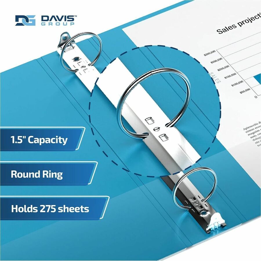 Davis Group Premium Economy, Round Ring, Binder, (Turquoisee Blue, 1.5") - 2312-52