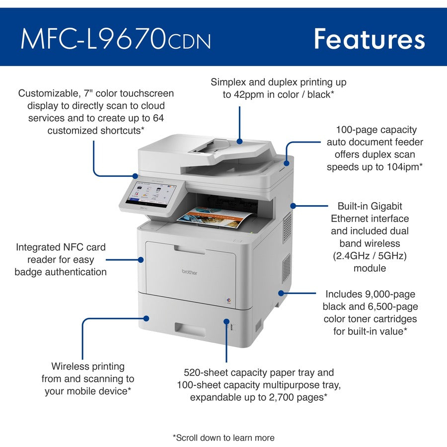 Brother Workhorse MFCL9670CDN Wireless Laser Multifunction Printer - Color - MFCL9670CDN