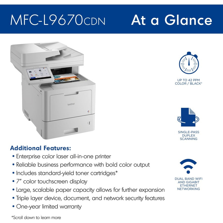 Brother Workhorse MFCL9670CDN Wireless Laser Multifunction Printer - Color - MFCL9670CDN