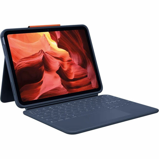 Logitech Rugged Combo 4 Touch Rugged Keyboard/Cover Case (Folio) for 10.9" Apple iPad (10th Generation) Tablet - Classic Blue - Brown Box Packaging