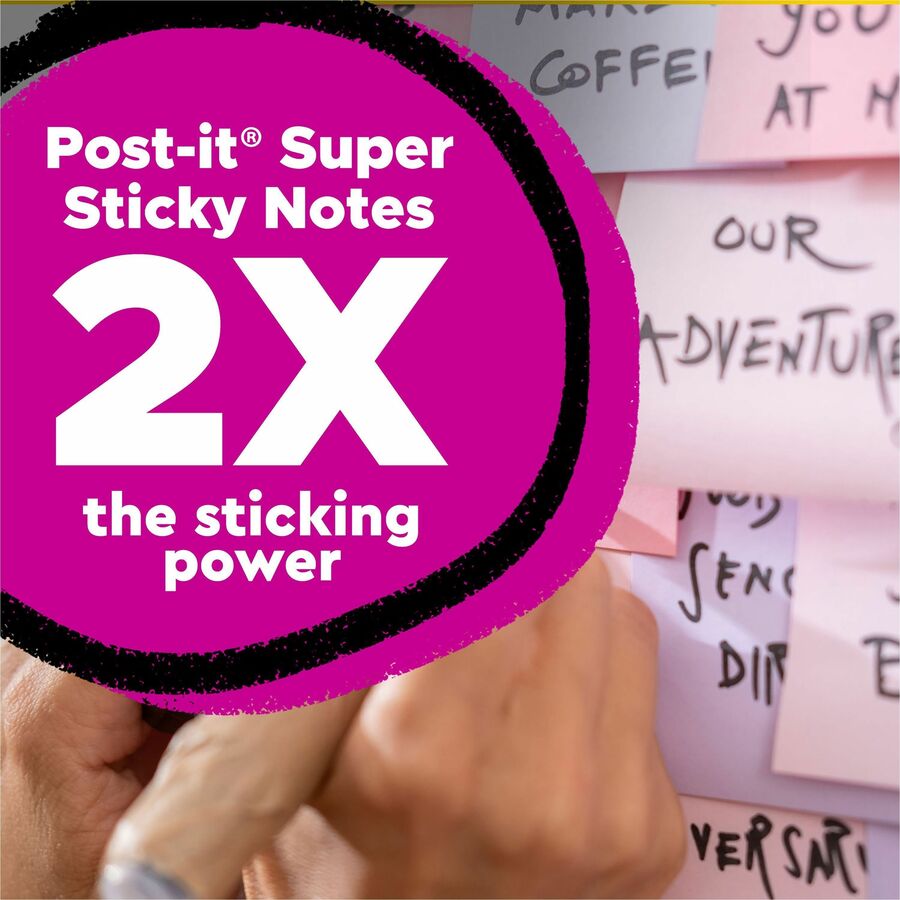 Post-it&reg; 100% Recycled Paper Super Sticky Notes 3 in x 3 in Oasis Collection - 654R24SSTCP