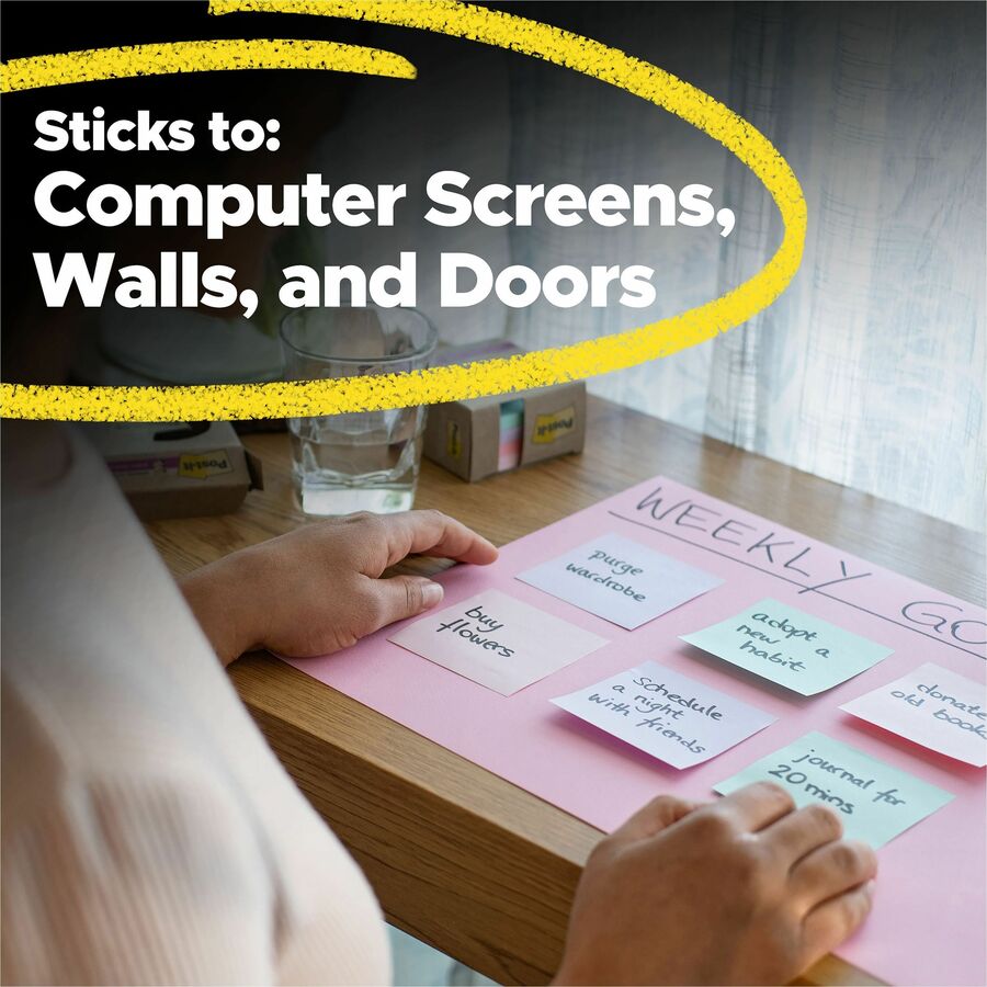 Post-it&reg; 100% Recycled Paper Super Sticky Notes 3 in x 3 in Oasis Collection - 654R24SSTCP