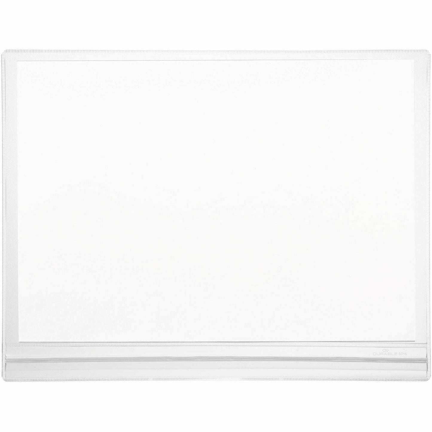Water resistant self-adhesive document pocket which is ideal for displaying information outdoors such as garden centers, saunas, swimming pools, gates and notice boards, where notices come into contact with splashing water.