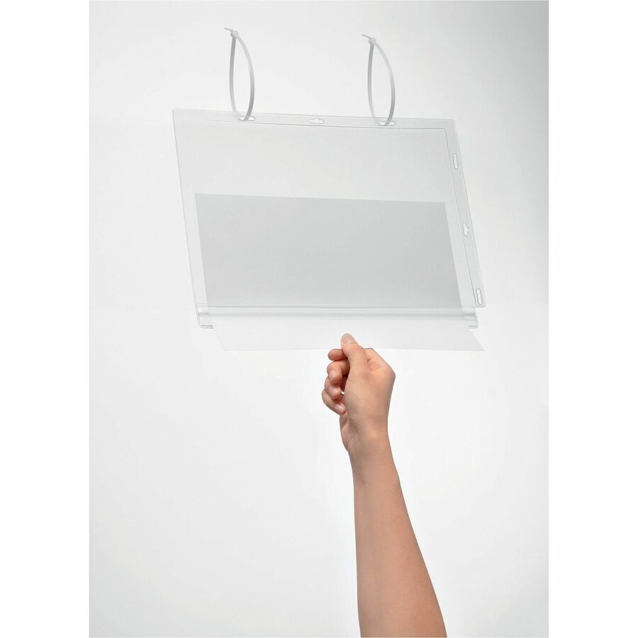 Water resistant cable tie document pocket which is ideal for displaying information outdoors such as garden centers, saunas, swimming pools, gates and notice boards, where notices come into contact - 502719