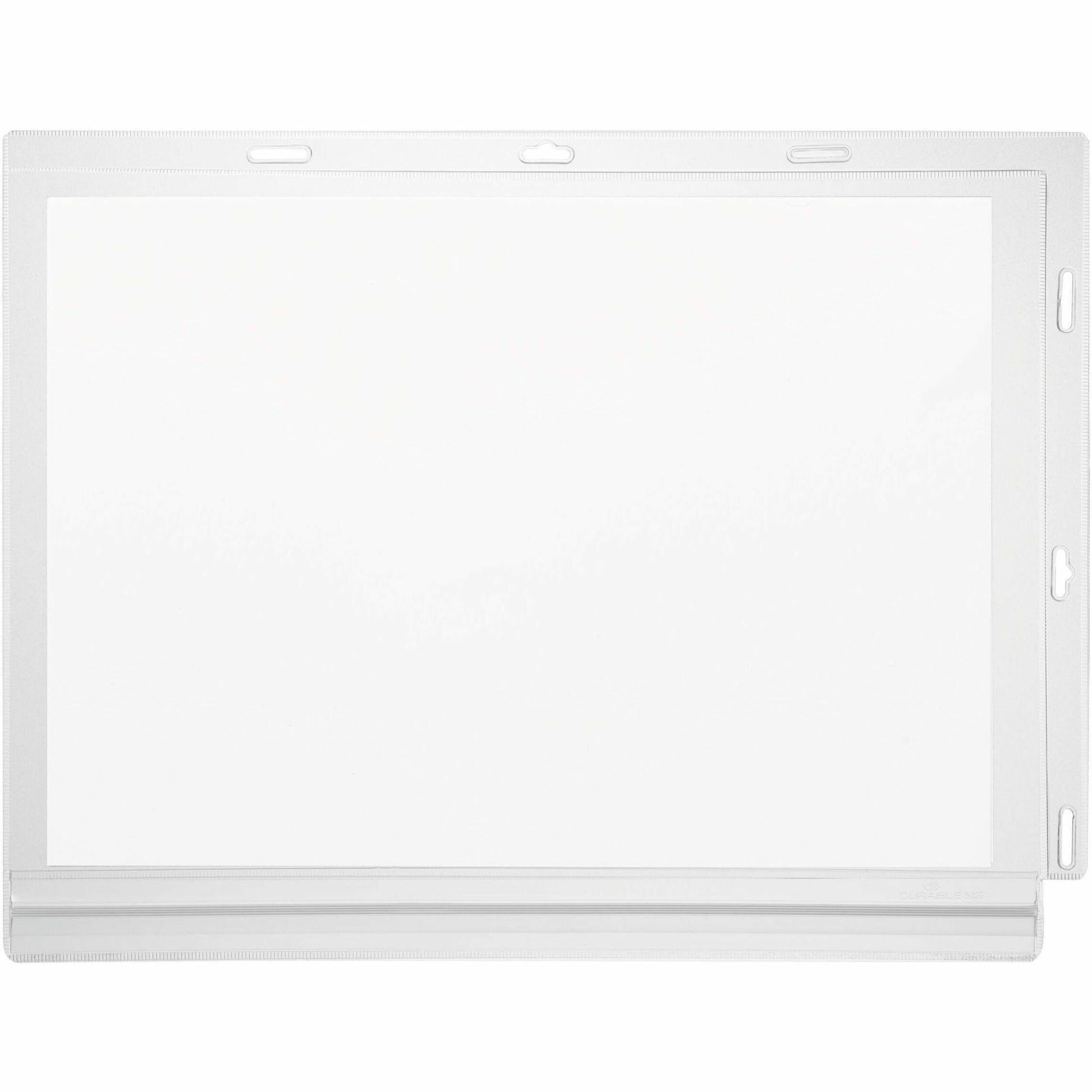 Water resistant cable tie document pocket which is ideal for displaying information outdoors such as garden centers, saunas, swimming pools, gates and notice boards, where notices come into contact with splashing water.