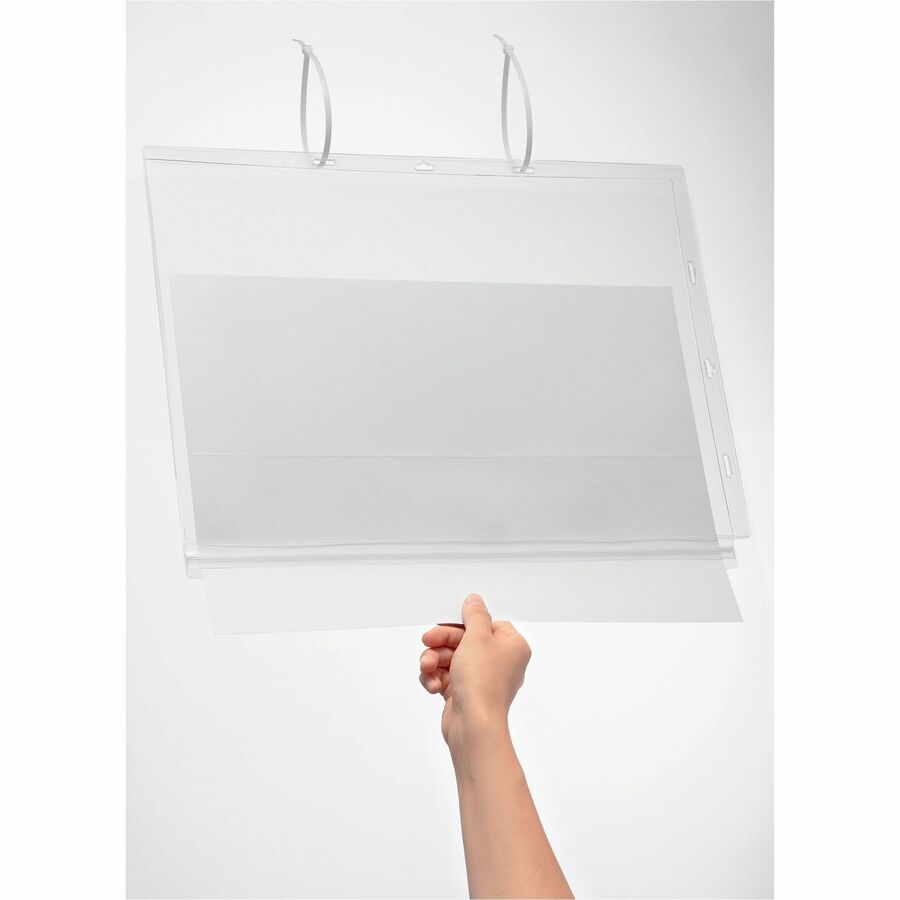 Water resistant cable tie document pocket which is ideal for displaying information outdoors such as garden centers, saunas, swimming pools, gates and notice boards, where notices come into contact - 502819